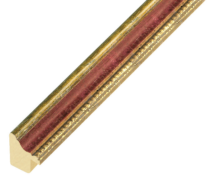 Asta ayous - Larg.15mm Alt.18 - Oro, gola rossa - 213ROSSO